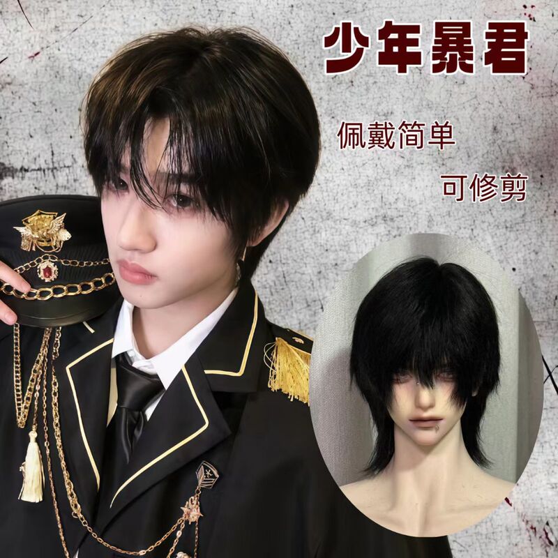 Teenage Tyrant Wig Male Air Force Wolf Tail Prince Style Boyish Mullet Natural Short Straight Hair Daily Full Wig Teenage Tyrant Wig Male Air Force Wolf Tail Prince Style Boyish Mullet Natural Short Straight Hair Daily Full Wig