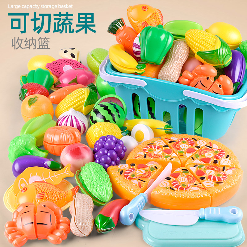 Children's fruit cut music toy vegetables fruit and vegetable pizza set Baby play house wine boy girl simulation kitchen