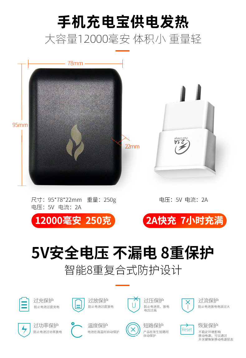 男女款智能控温加热马甲 前后五区发热 图10
