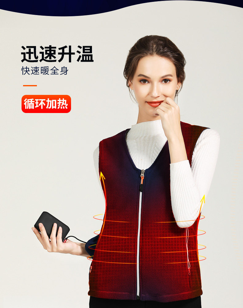 男女款智能控温加热马甲 前后五区发热 图4