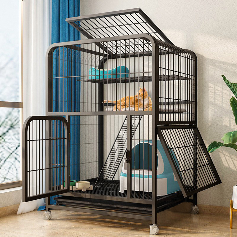 Cat Cage Home Indoor Large Free Space Cat Nest Villa with Toilet Cat House Cat House Two-Storey Cat Cage