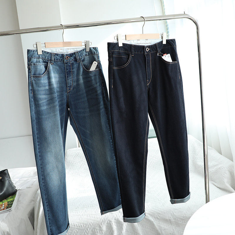 Foreign trade factory Recommended for soft glutinous pro-skin elastic display slim washed pure cotton jeans narrow footed tapered pants Chaumen