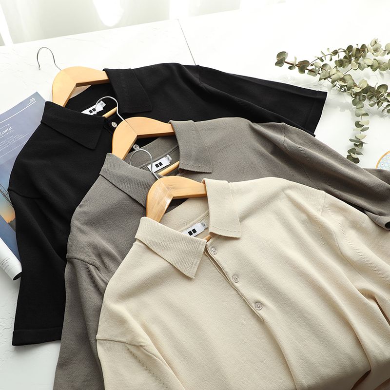 Designer working with a clear and refreshing touch profile tailoring summer men's short sleeves POLO knit cardigan 437350