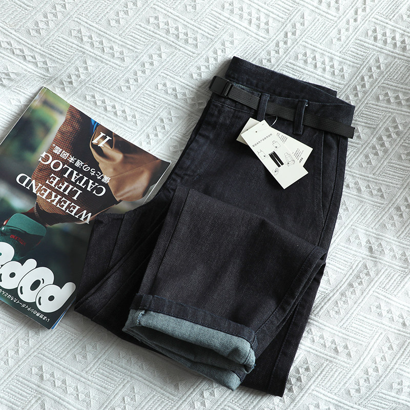 Hen and foreign trade men Danning original color cattle without pulling upright in the middle - waist tapered jeans