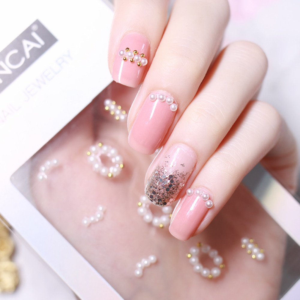 (Jade Pearl) 3D Nail Art Pearl Diamond Paste Versatile Gentle Nail Jewelry Diamond Ribbon Adhesive can be directly attached