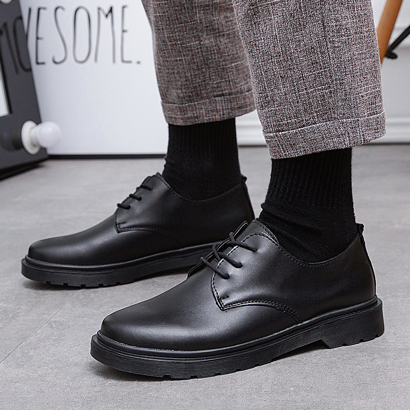 Kfc, Pizza Hut, Mcdonald's Work Black Leather Shoes for Men, British Casual Trendy Office Work Shoes, Size 48