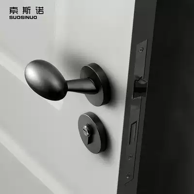 Sow Nordic door lock indoor bedroom silence room door lock dressing room simple two-piece lock household Black gray door lock