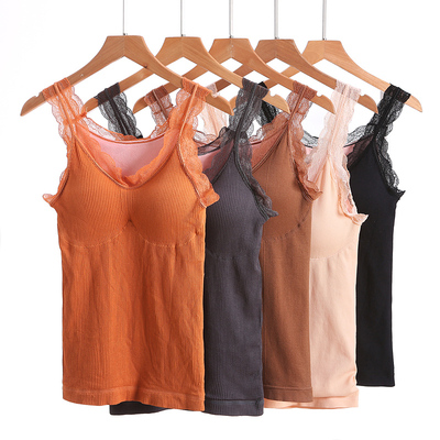 冬季背心加绒紧身美体免穿文胸女