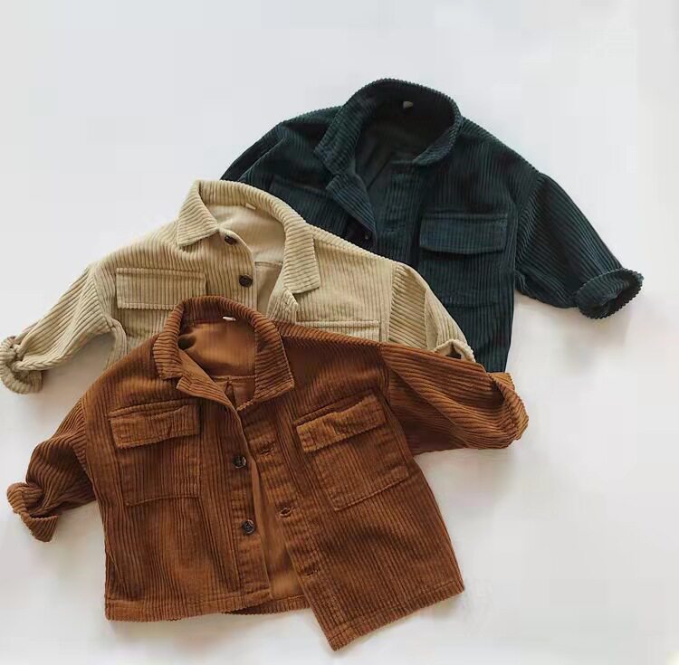 Boys spring and autumn coat baby 2022 new Korean version retro Western style corduroy cardigan men and women baby coat tide