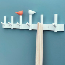 Clothes hook wall hanging wall entrance entrance door coat hook white solid wood hook creative wall hanging clothes hanger