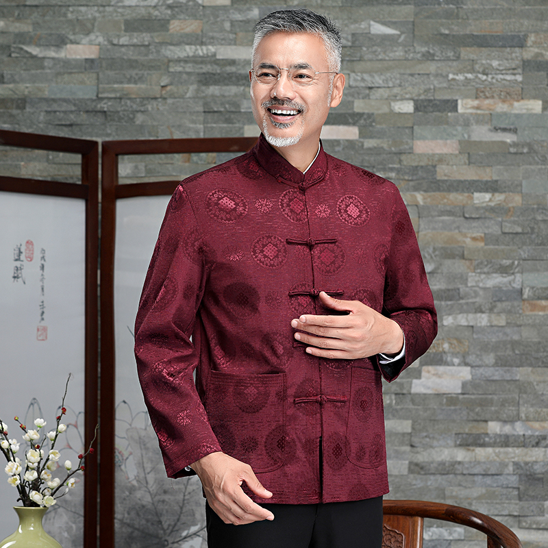 Tang Fashion Men's Senior Fall Fall Fall 70 old man's jacket 80 year old birthday coat