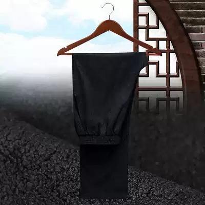 Elderly cotton pants men plus velvet thick elastic belt grandfather autumn and winter loose trousers 6080 years old Chinese trousers