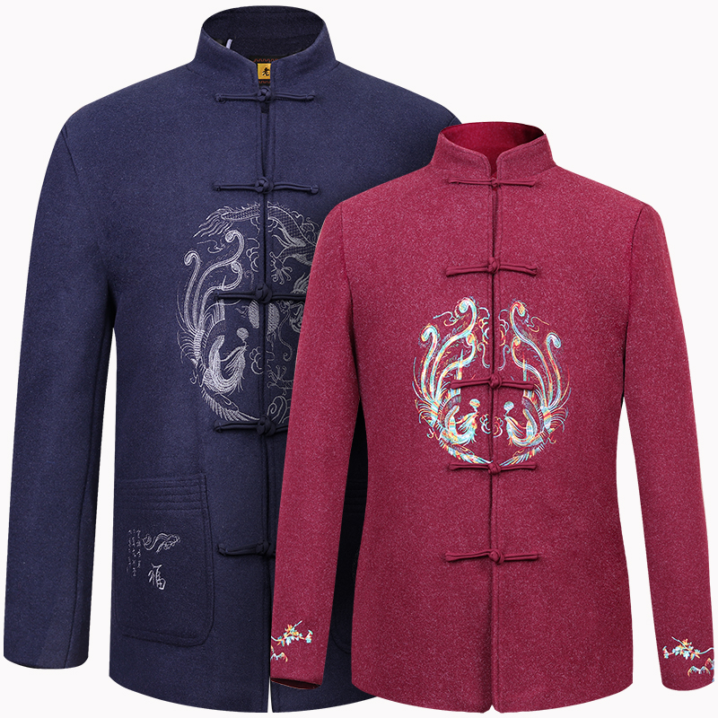 Middle aged Tang Costume Men's Autumn Winter Fur Coats and Mom and Dad Emotional Lovers of the Elderly Wedding Grandparents Birthday of Grandmother's birthday