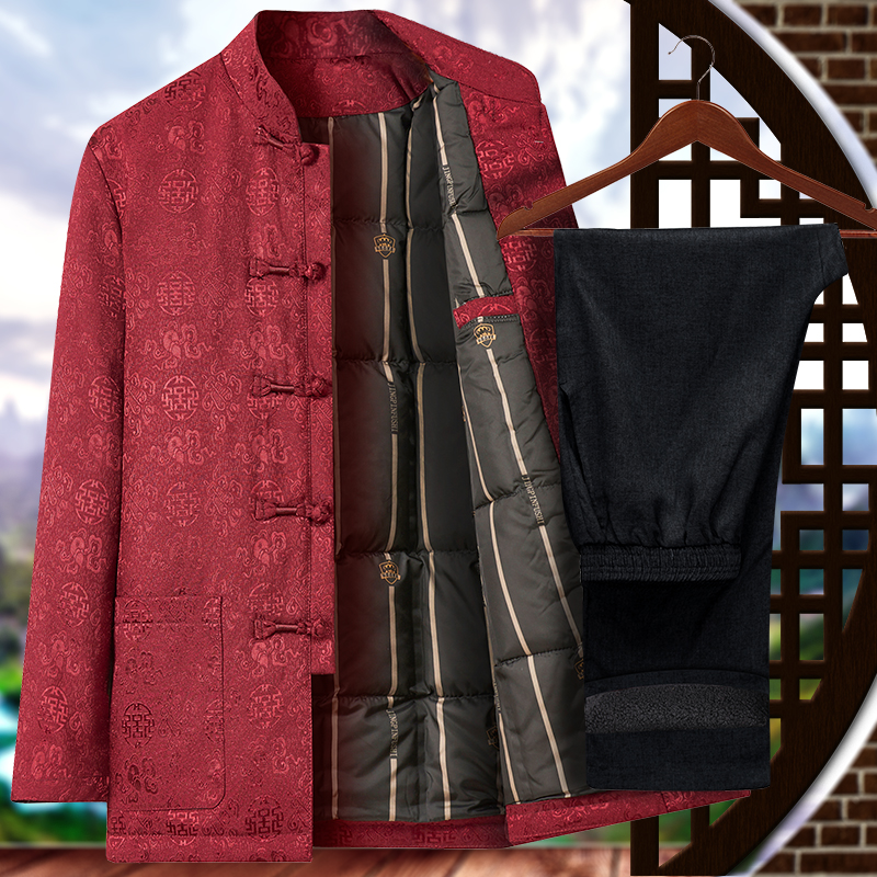 Old man Tang suit down jacket men's middle-aged and elderly winter clothes grandpa cotton coat 60 years old birthday birthday dad coat