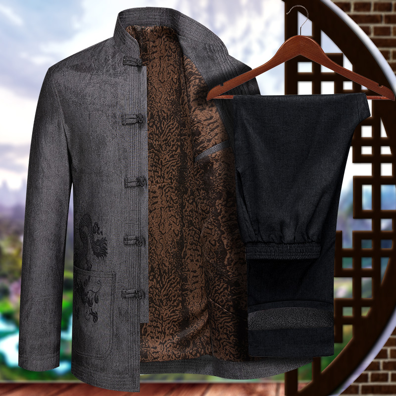 Tang suit men's middle-aged and elderly grandpa suit autumn and winter coat 70-year-old old man's padded jacket thickened for 80th birthday