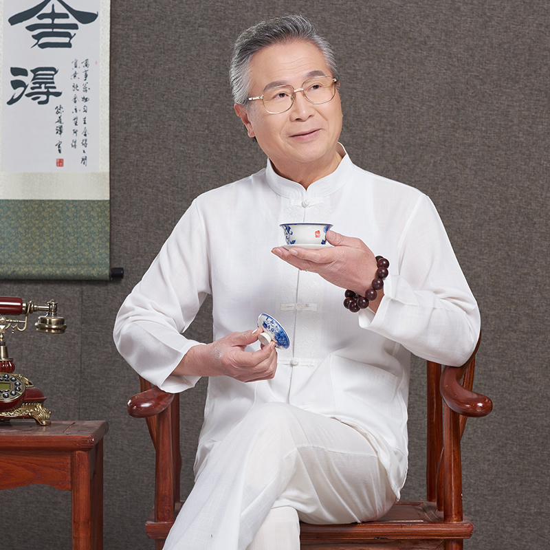 Don'ts Men's middle-aged Seniors Spring suit Long sleeves shirt Grandpa Chinese, Chinese Wind Dad National Apparel