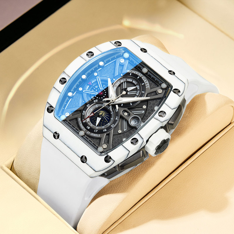 2026 New Bugatti Men's Watch Carbon Fiber Fully Automatic Mechanical Watch Fashionable Multi-Functional Watch for Boyfriend