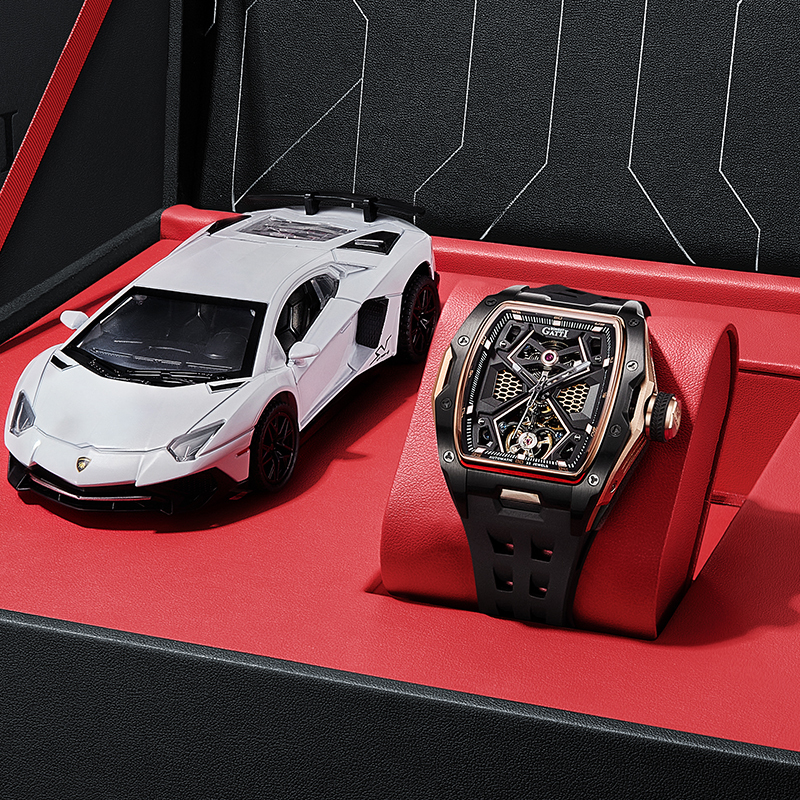2026 German Bugatti Fully Automatic Mechanical Watch for Men, Genuine Brand, Luminous Barrel-Shaped Skeleton Watch, Top Ten