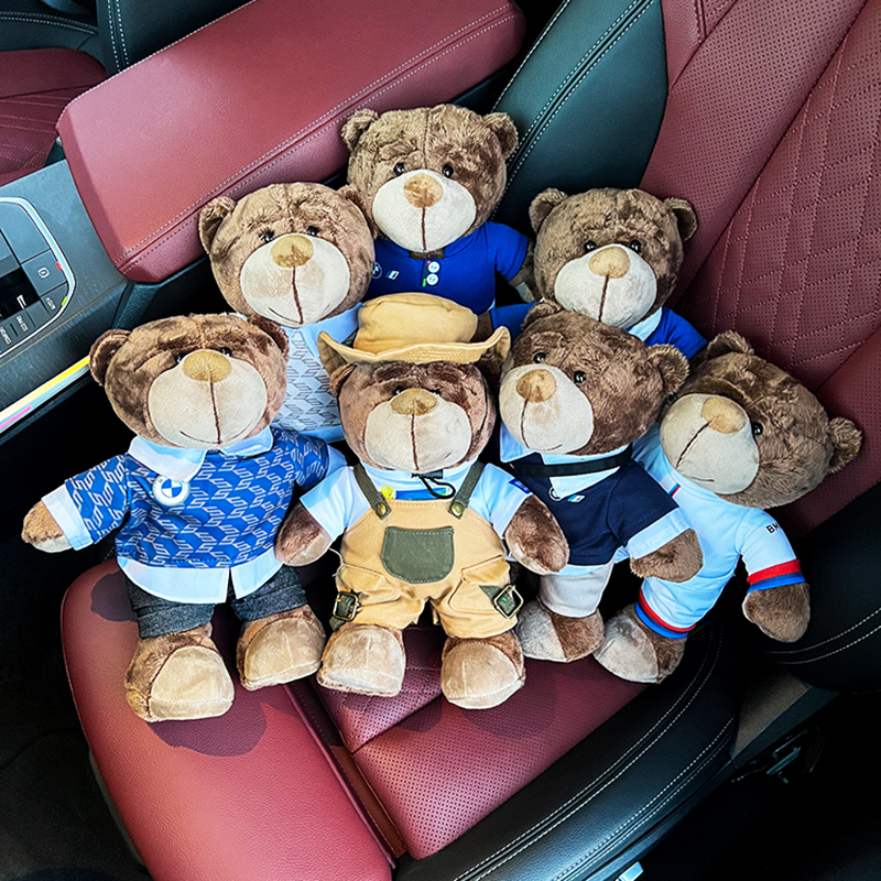 Suitable for Bmw Bear Plush Helmet Bear Hanging on Motorcycle Tail Box Decoration 4S Car Purchase Gift Plush Toy Gift