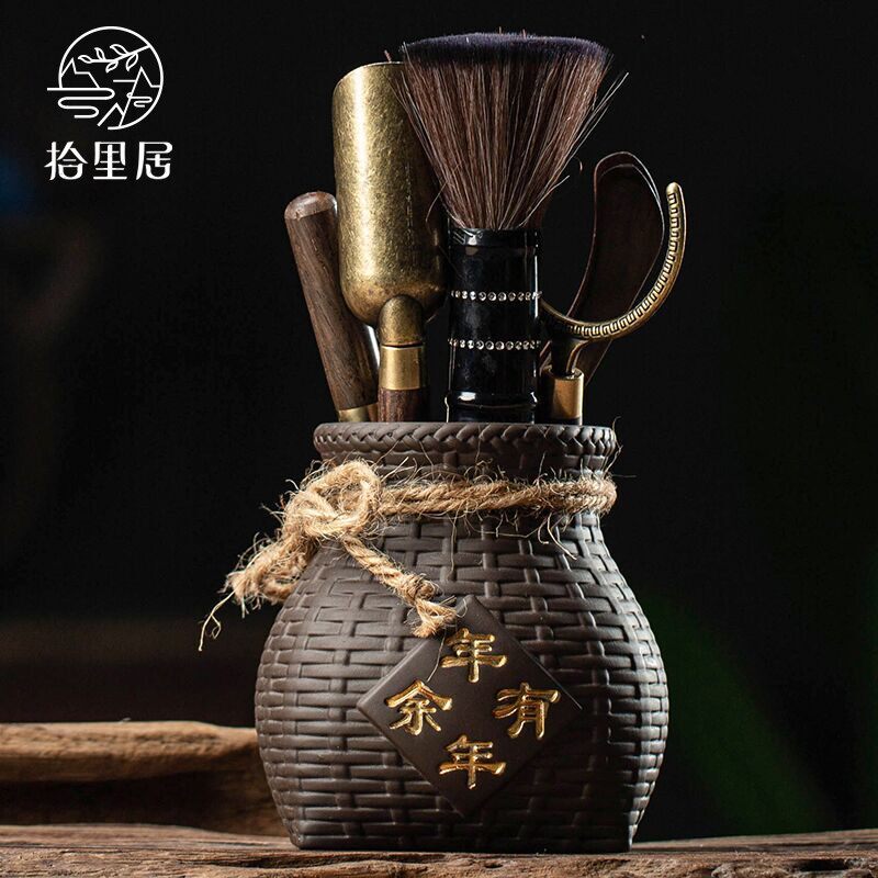 Shiliju Purple Sand Tea Ceremony Six Gentlemen Tea Set Accessories Solid Wood Tea Clip Tea Needle Ebony Tea Ceremony Six Gentlemen Set
