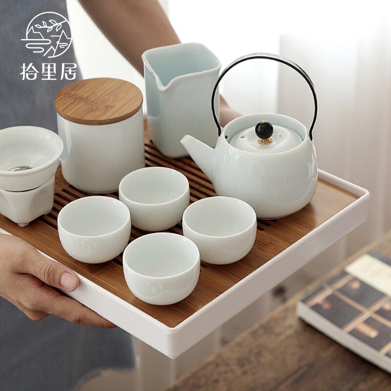 ten Livable Whole Set Tea Set Group Day Style Kongfu Tea Furniture Set Group Home Ceramic Teapot Tea Cup Dry Tea Tea Tray