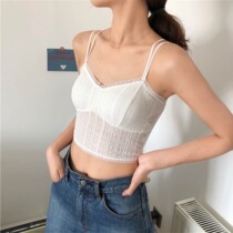 Fan-style white lace beauty back harness mesh red bursting with no steel ring slim fit summer comfortable and breathable fine shoulder strap vest