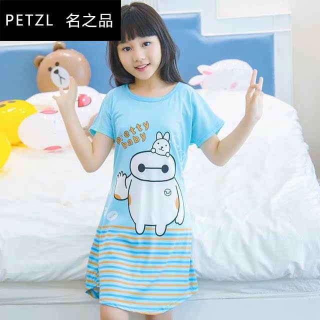 Cô gái váy công chúa mùa hè bông váy trẻ em ngắn tay mỏng ngủ váy mùa hè bé pajama phim hoạt hình dễ thương váy.