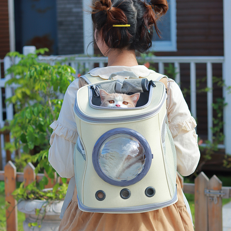 Large cat bag going out portable space capsule pet backpack large-capacity canvas cat backpack dog bag corgi