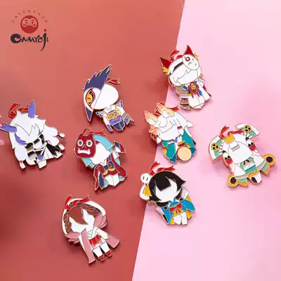 Yin and Yang Master Little Paper Man-style God Badge Second Bomb Game Commemorative Badge Gift Box Two-dimensional Animation Around
