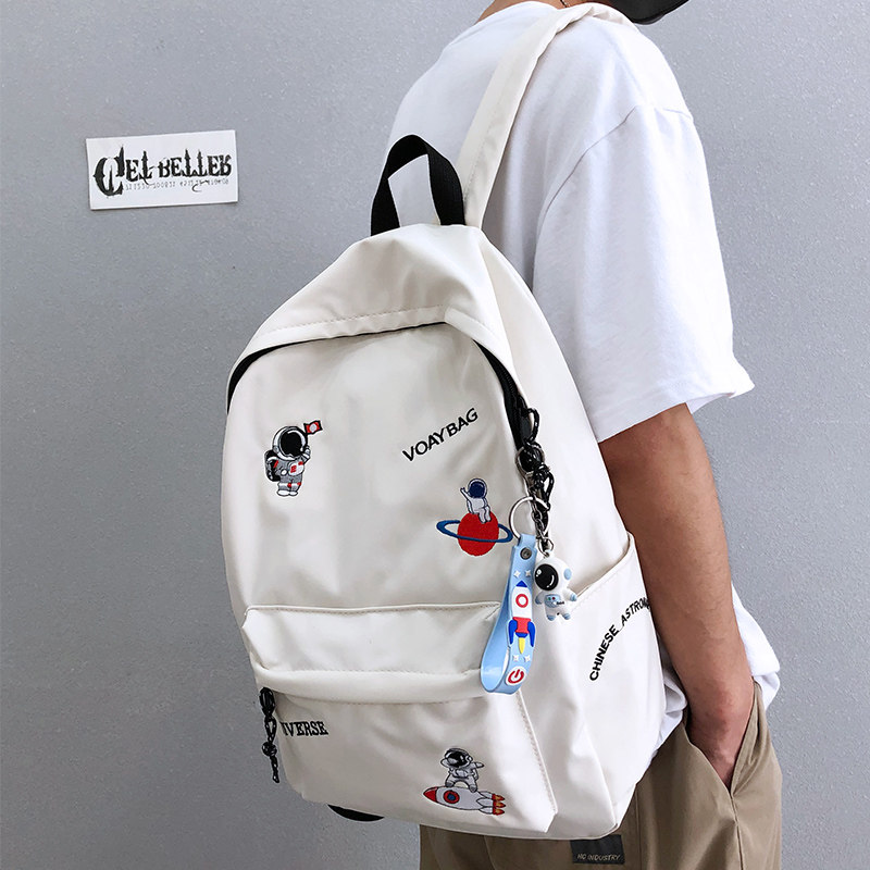 Bag Men Ins Surge Cool Personality Fashion Embroidered High School Students Double Shoulder Bag Boys Casual Minimalist Backpack Men-Taobao