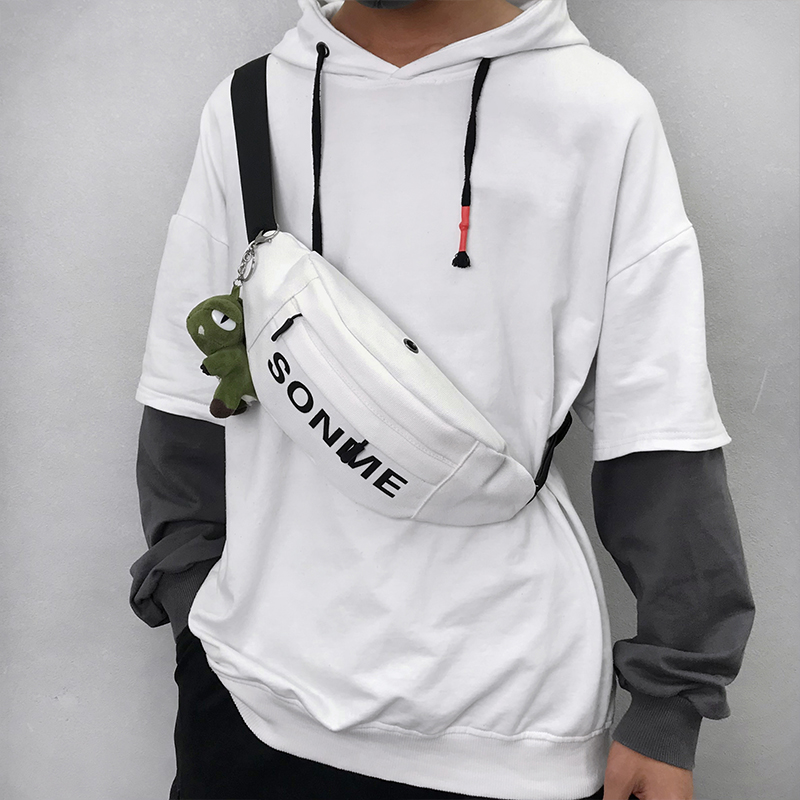Cross-body bag men's ins tide brand canvas breast bag men's bag Japanese personality sports small shoulder bag men's versatile belt bag
