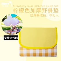 Picnic Net Red Picnic Mat Outdoor Portable Waterproof Ins Wind Yellow Plaid Beach Mat Picnic Cloth Thickened Moisture