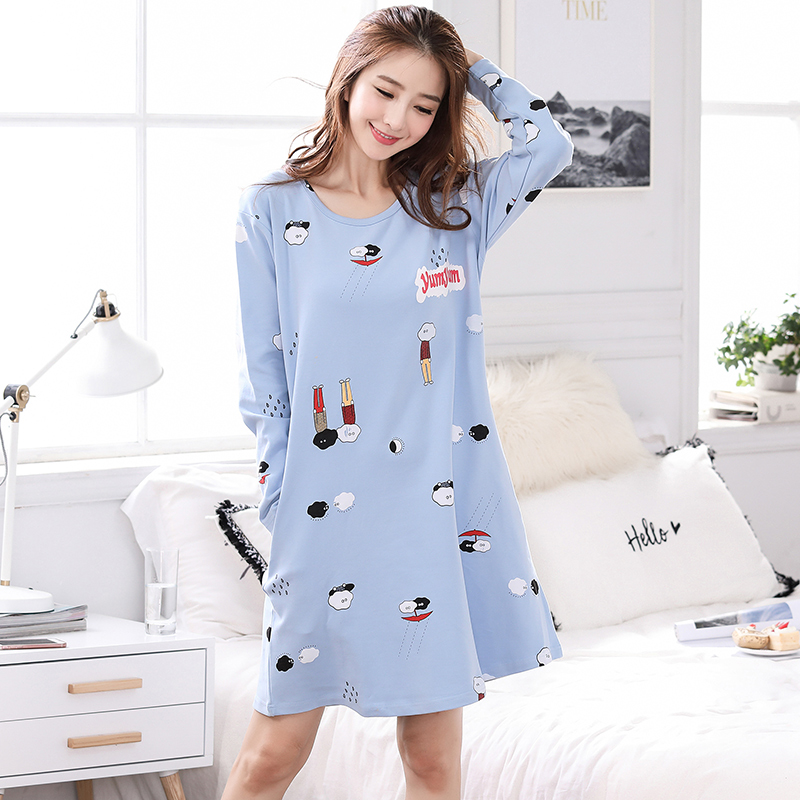 Hàn Quốc phiên bản của mùa xuân và mùa thu xu hướng dài tay đồ ngủ womens quần áo ngủ lỏng lẻo đang lớn ngọt ngào dễ thương tươi sinh viên nhà quần áo mùa hè.