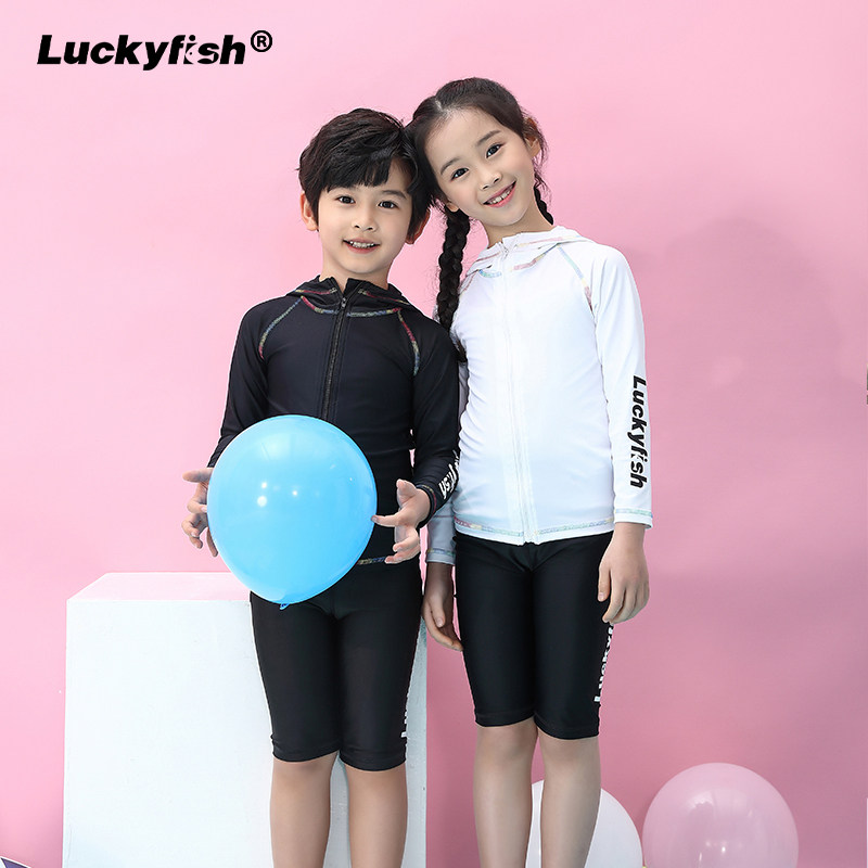 Luckyfish Korea long sleeve sunscreen children swimsuit boys and boys hot spring swimsuit split quick-dry diving swimsuit