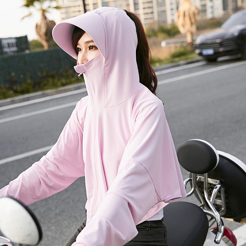 Ice silk sunscreen clothing female anti-UV breathable thin long sleeve skin clothing upf50 shawl Cape sunscreen summer