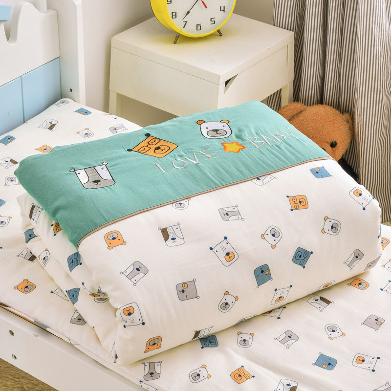 Children's quilt winter quilt double layer gauze quilt kindergarten baby cotton spring and autumn quilt A baby quilt to keep warm