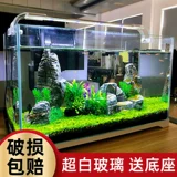 Главная маленькая золотая рыбка Маленькая аквариум ультра -белая стеклянная гостиная экологическая аквариумная черепаха ландшафтная ландшафтная травяная бак