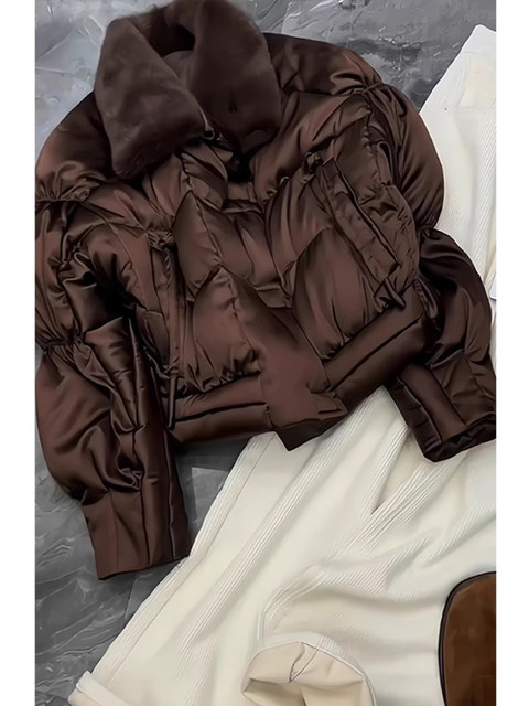 Brown down Jacket for Women, New Spring Style, Petite Size, Super Stylish, High-End Feel, Thickened and Warm, Short Coat