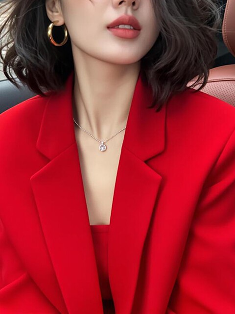Early Spring Trendy and Versatile High-End Small Suit with Unique and Beautiful Temperament, Commuter Style Red Blazer for Women