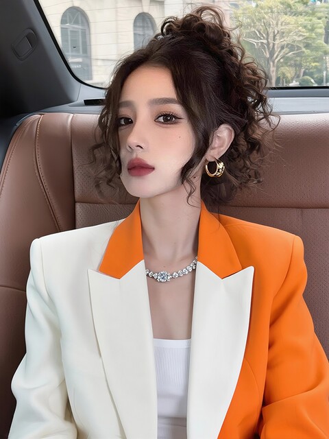 Early Spring Korean Style Unique and Beautiful Light Luxury High-End Super Stylish Niche Design Fashionable Commuter Color-Block Blazer