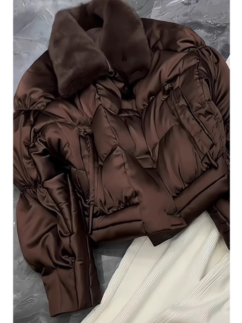 Brown down Jacket for Women, New Spring Style, Petite Size, Super Stylish, High-End Feel, Thickened and Warm, Short Coat