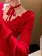 Spring Korean-Style Top, Unique and Super Pretty, Stylish, Age-Reducing, High-End, Soft and Lazy Style, Red Knit Sweater