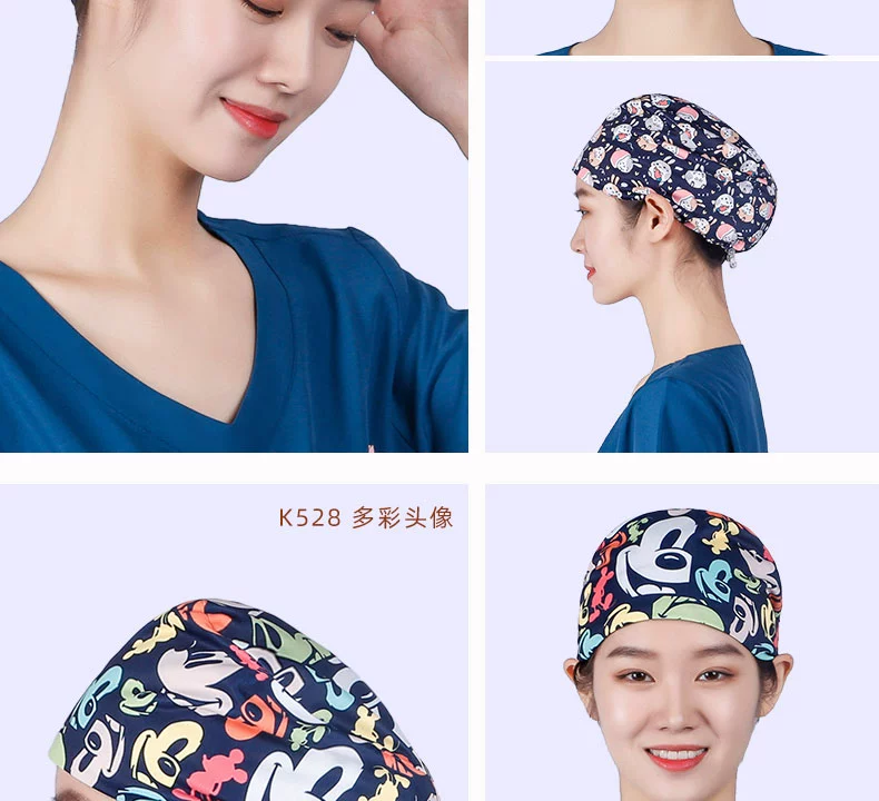 Mũ phẫu thuật kháng clo Miruman dành cho nữ, mũ y tá, mũ phòng mổ, mũ làm việc của bác sĩ, mũ Baotou, mũ gia đình cho nam mũ phòng sạch màu trắng