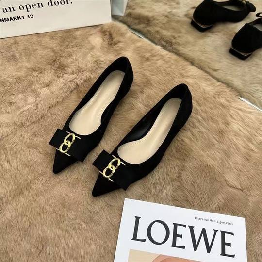 Pointed Toe Women's Suede Versatile Soft-Soled Comfortable Slip-On Loafers Black Professional Loafers