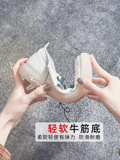 Genuine Leather White Shoes for Women 2025 Spring New Style Tendon Soft Sole Women's Shoes Versatile Slip-On Maternity Shoes Flat Sneakers