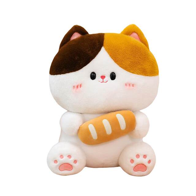 Cartoon Bread Cat Plush Toy Companion Doll, Three-Colored Cat Plushie, Gift for Girls, Decorative Piece, Pillow