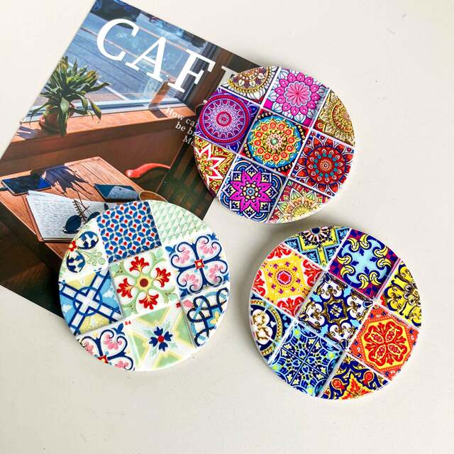 Cross-Border 7.5×7.5 Resin Nine-Grid Round Refrigerator Magnet with D Hot Stamping Technology, Suitable for Home Use and Gift-Giving