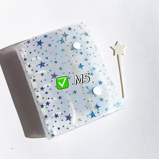 Milky White Star M5 Loose-Leaf Notebook A7 Planner A6 Half Card Life Four-Grid Storage