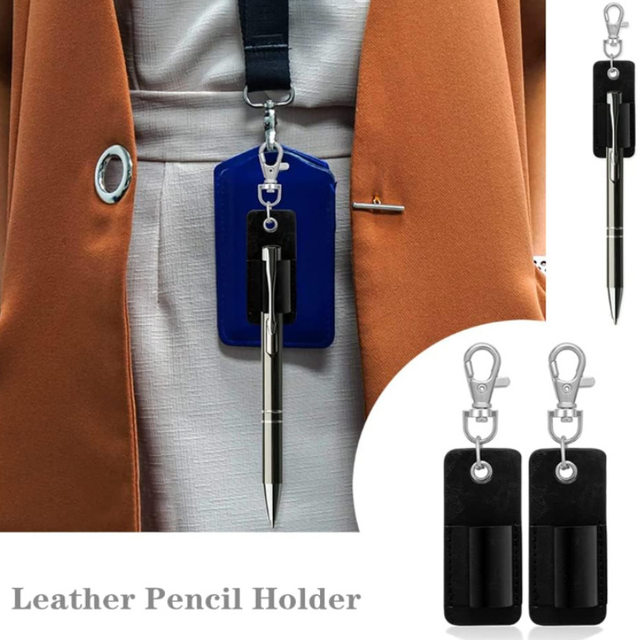 Same Style Lanyard Lobster Clasp Pen Holder, Doctor and Nurse Pocket Pen and Signature Pen Storage Clip, Pu Leather Pen Case