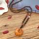 Vintage Ethnic Style Chicken Wing Wood Second-Generation Old Beeswax Necklace Unisex Versatile Amber Pendant Long Sweater Chain Accessory